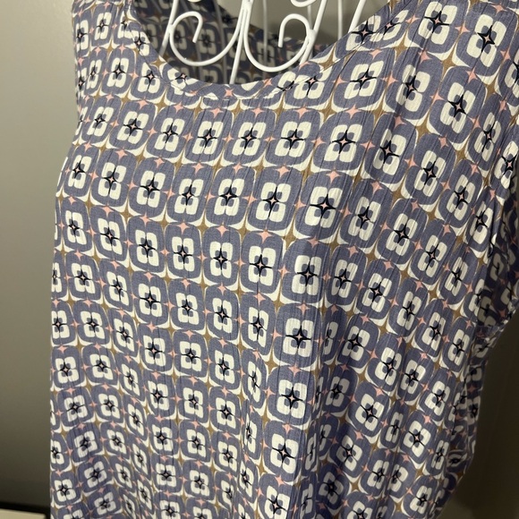 FLAX Tank Top Blouse Pastel Bohemian Geometric Floral Print Size Small Indie - Picture 2 of 4